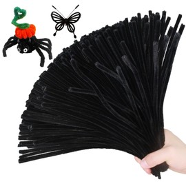 ESUOHYM 100 PCS Black Pipe Cleaners Craft Bulk DIY Art Supplies for Kids, Adults Crafts, Thick Chenille Stems Fuzzy Wire Sticks Holiday Decorations and School Supplies