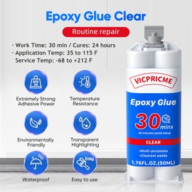 VICPRICME Plastic Glue,2 Part Epoxy Glue Clear, 1.76oz Syringe, Waterproof Plastic Weld Adhesive, to Bond Metal, Plastic, Wood, Ceramics, is The Best Golf Club Epoxy Resin Crack Repair Glue (1)