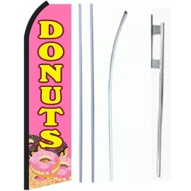 Donuts King Size  Polyester Swooper Flag with Complete Full set
