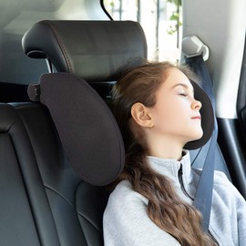 Spurtar Car Seat Headrest Pillow Adjustable Neck Support On Both Sides Protect Neck Pillow Retractable Car Headrest Cushion Suitable for Adult and Kids - Black