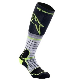 Alpinestars, Mx Pro Socks, Technical Socks, Compression Socks for Men and Women, Functional Socks for Motocross, Black/Grey/Yellow Fluo, Size M (Pack of 1)