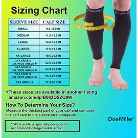 Doc Miller Calf Compression Sleeve 1 Pair 20-30mmHg Support Circulation Recovery Shin Splints Varicose Veins