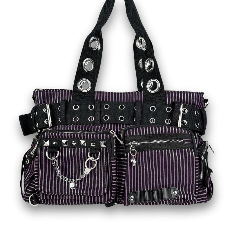 Convertible Belt Shoulder Bags with Grommets:_Black Convertible Belt Shoulder Bag