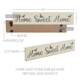 Unbranded New Farmhouse Cottage Rustic HOME SWEET HOME BEE SIGN Wood Hanging 3"x 14"