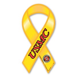 Magnet America USMC Yellow/Red Ribbon Magnet is 8" x 3.875" Made for Vehicles and Refrigerators