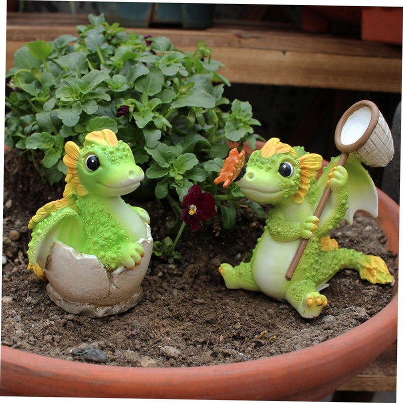 Kisangel 2pcs Handmade Resin Dragon Ornaments Dragon Decor Craft Adornment