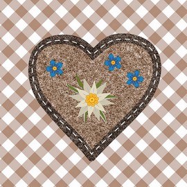20 Napkins Edelweiss in Heart Brown | Bavarian | Bavarian | Oktoberfest | Table Decoration | Decoupage | Decoupage | Decoupage | Decoupage | Decoupage