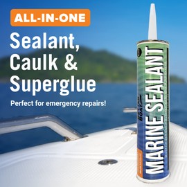 Marine Sealant and Adhesive, Waterproof Marine Grade Caulk, High Temp Water Sealant for Boat, Auto, RV, Without Silicone - 1 Tube, Black, 10 oz