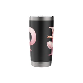 Ballerina Girl Dancing Name First Letter P Girly Tutu Ballet Stainless Steel Insulated Tumbler