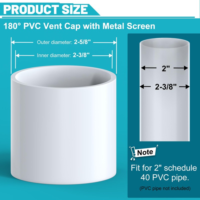 PVC Vent Cap, Termination Cap with Stainless Steel Screen for