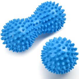 URAQT Fascia Ball, Set of 2 Small Hedgehog Balls, Hard, Fascia Massage Ball with Nubs, Massage Balls for Treating Muscle Tension, Hedgehog Balls, Massage Ball for Feet, Back, Neck, Hands (Blue)