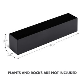 Modern Black Trough Rectangular Planter | 16“ Metal Window Planter Box for Succulent | Small Rectangle Planter for Desk or Windowsill Planter | Stainless Steel Planter Great Gift Ideas for Women Men