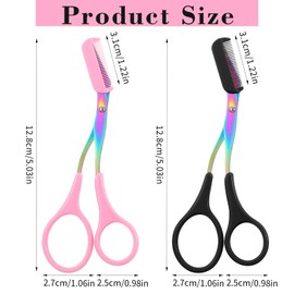 2 Pieces Professional Non Slip Finger Grips Eyebrows Trimmer Eyebrow Scissors with Comb Precision Removal Beauty Makeup Tool for Beginners Men Women Any Skin Type