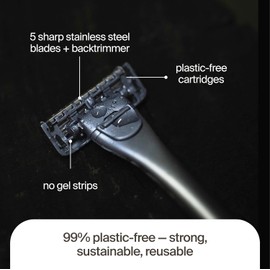 Razeco Pro – Plastic-Free Razor | 1 Handle + 2 Plastic-Free Cartridges With 5 Precision Blades | (Face)
