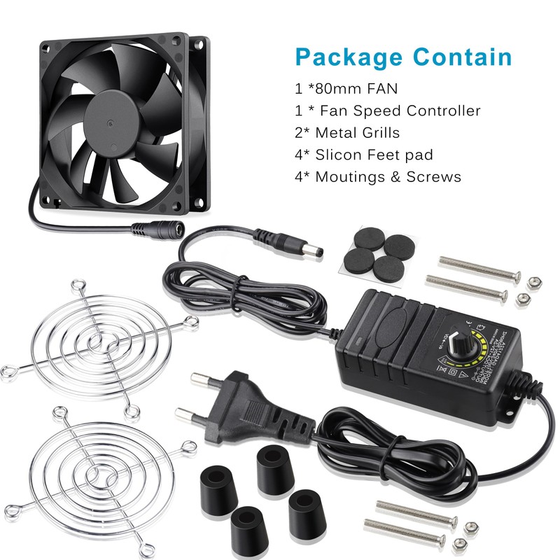 GDSTIME 80 mm Computer Fan with AC Plug 220 V