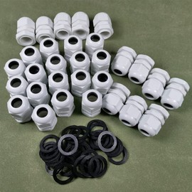 Gebildet 30Pcs PG13.5 Cable Gland, Plastic Wire Protector IP68 Waterproof Adjustable 6.0-12mm Cable Gland Joint with Gaskets, M20 x 1.5 Wire Connector (White)