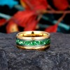 Reseldda 8mm Mens Tungsten Wedding Bands-Lab Created Emerald, 14K Yellow