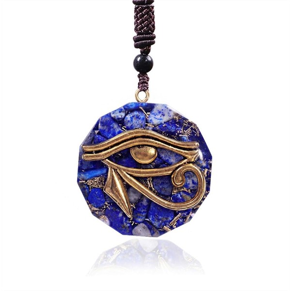 Lapis Lazuli Orgone Eye of Horus Emf Protection Necklace,Orgone Energy