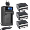 Kastar 3-Pack NP-F970 Battery and LCD AC Charger Compatible with