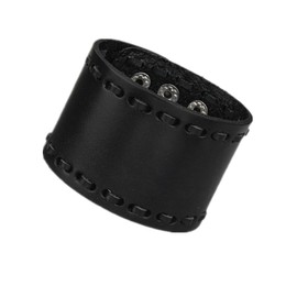 Coolla Adjustable Men Genuine Leather Bracelet Wristband Wide Cuff-Black Sl2864