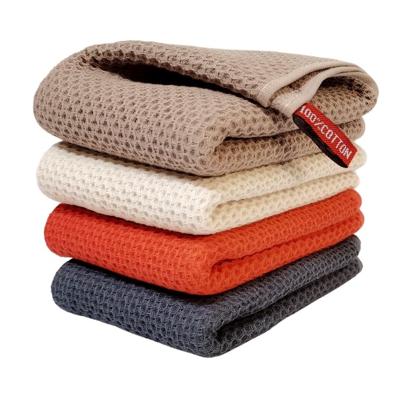 ANEWAY Kitchen Hand Towels 100% Cotton Waffle Weave Dish Towel