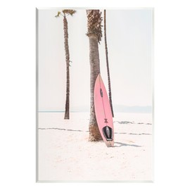 Stupell Industries Pink Surfboard on Coast Wall Plaque Art Design by Sisi and Seb