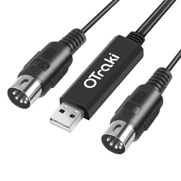 OTraki MIDI Cable, USB Interface Cable, Keyboard, Electronic Instrument and PC, Easy Connection, MIDI Conversion Cable, 1 in 1 Out, High Transmission Efficiency, 2M Interface, No Installation