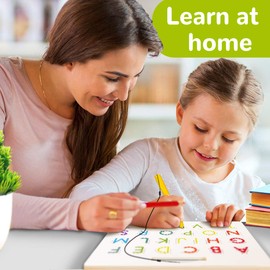 CozyBomB Double Sided Magnetic Letter Board - 2 in 1 Alphabet Magnets Tracing Board for Toddlers ABC Letters Uppercase & Lowercase Practicing