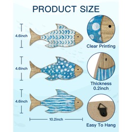 Putuo Decor 3 Pcs Wooden Fish Wall Decor Beach Nautical Coastal Theme Fish Wall Sculpture Wood School of Fish Wall Art Lake House Ocean Decor Vintage Ornaments for Home Bathroom Bedroom 6.69x3.14 In