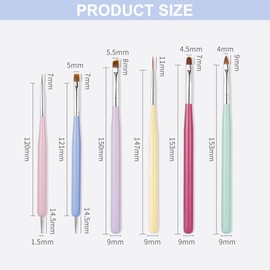 Professional Nail Brush Set of 6, Brushes for Gel Nails Kit, Nail Design Brush Nail Art Professional Brush Set, Nail Design Accessories for Salon Home DIY