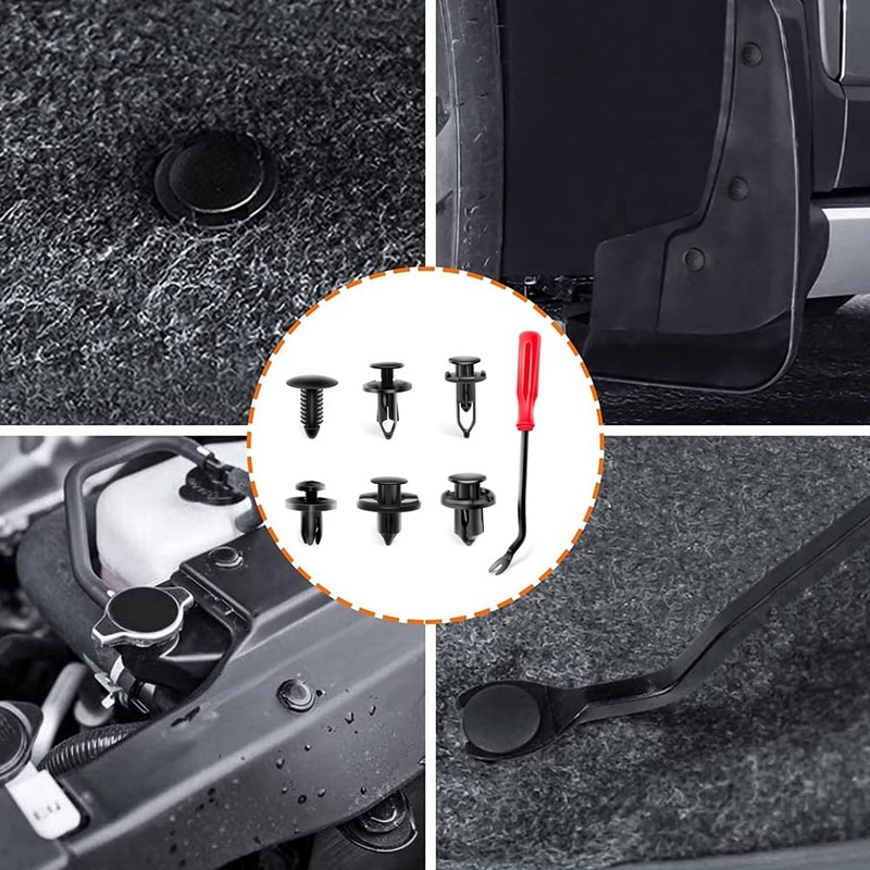 EMLIAUMU 200 Pcs Plastic Automotive Rivet Clips, 6 Types, Bumper