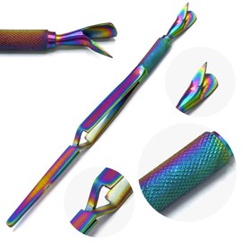 AAProTools Multi Rainbow Color Stainless Steel Manicure Nail Art Tool Pincher Cuticle Pusher Acrylic Nail Shaping Tweezers