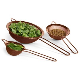 Proto Future Strainer Set Fine Mesh – Premium 304 Stainless Steel (18/8) – 8″, 5.5″ and 3.3″ Sturdy Kitchen Strainers (Copper)