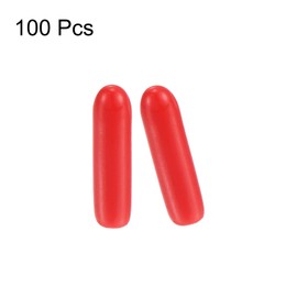 sourcing map 100pcs Rubber End Caps 1.5mm(1/16") ID Vinyl PVC Round Tube Bolt Cap Cover Screw Thread Protectors Red