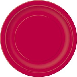 Unique Industries 8x Orange, Pink, Gold, Red, Green, Silver or Black Party Paper Plates 9'' (23m) (Red)