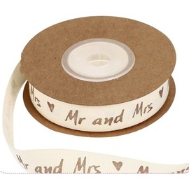 Abaodam 1 Roll Cotton Ribbon Mr and Mrs Labels Sewing Tapes Embroidered Labels Gift Wrapping Ribbon for Craft Gifts Package Clothing Label Wedding 10M