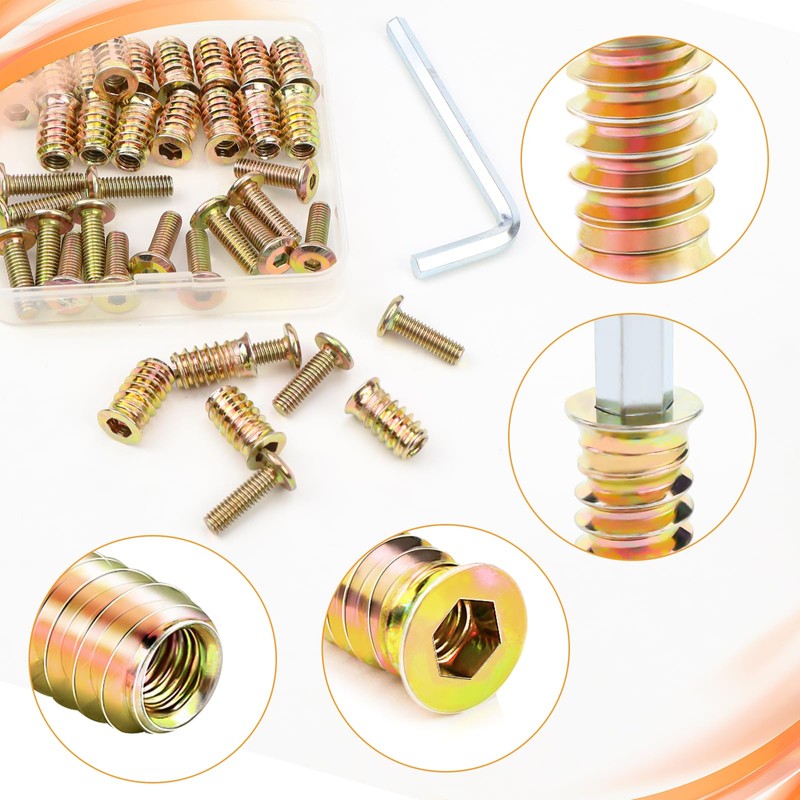 Screw-in Nut M6 x 20 Screw Sleeves with Flat Head