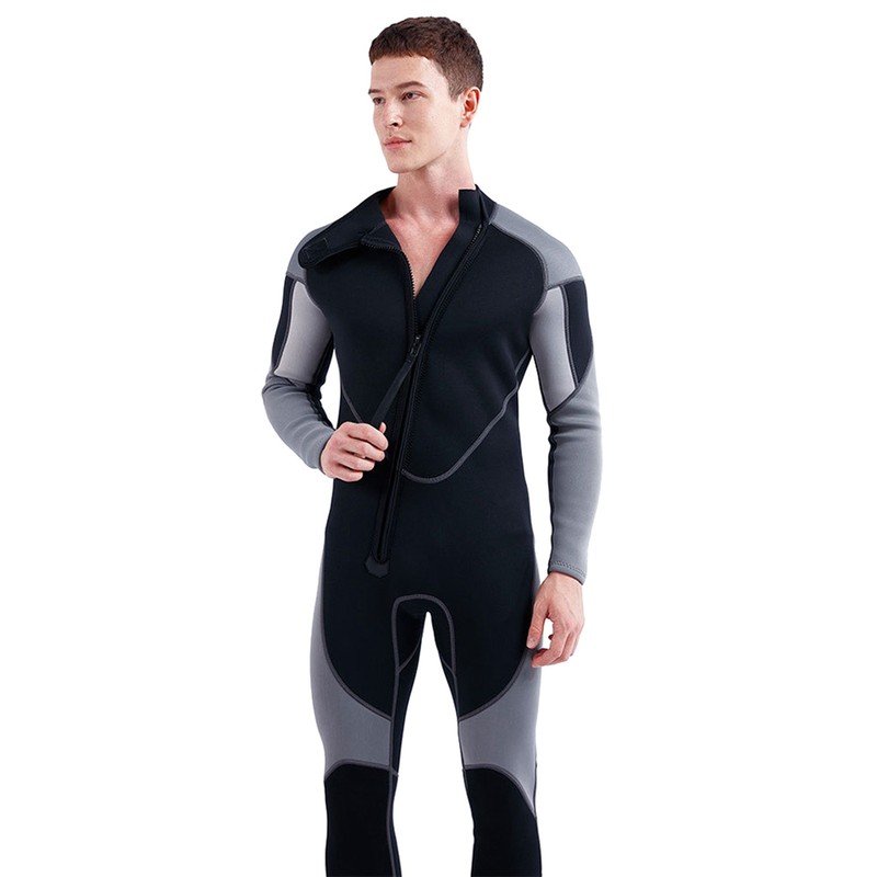 3mm Neoprene Wetsuit for Men Front Zip Full Body Diving