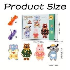 AMBEERT 4 PCS Threading Toys, Kids Lacing Cards, Imagination Development Lacing Toys Games for Children Educational and Learning Activity, Lacing Picture Cards Learning Activity Set for Kids ﻿