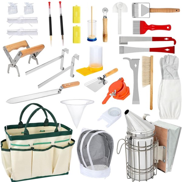 Beekeeping Supplies - 31 Pcs Beehive Starter Kit, Bee Keeping
