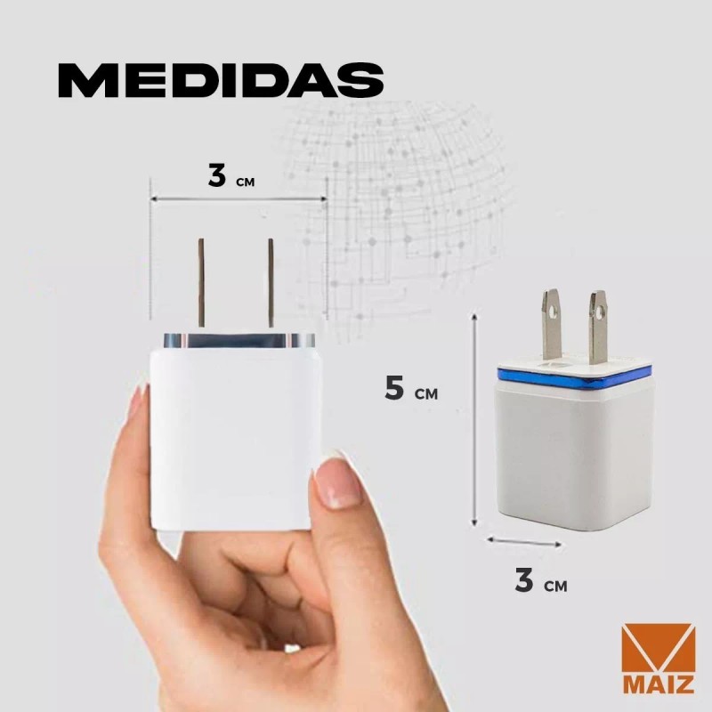 Maíz Adaptador Cubo Cargador 2.1a Pared 2 Puertos 5 Pz