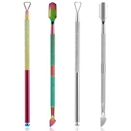 Guduling 4 PCS Lotto Scratcher Tool,Stainless Steel Scratch Off Tool,2 Style Multi-Use Lottery Scratcher Tools, for Tickets,Stickers, Labels,Cuticle Tools for Professionals and Amateurs