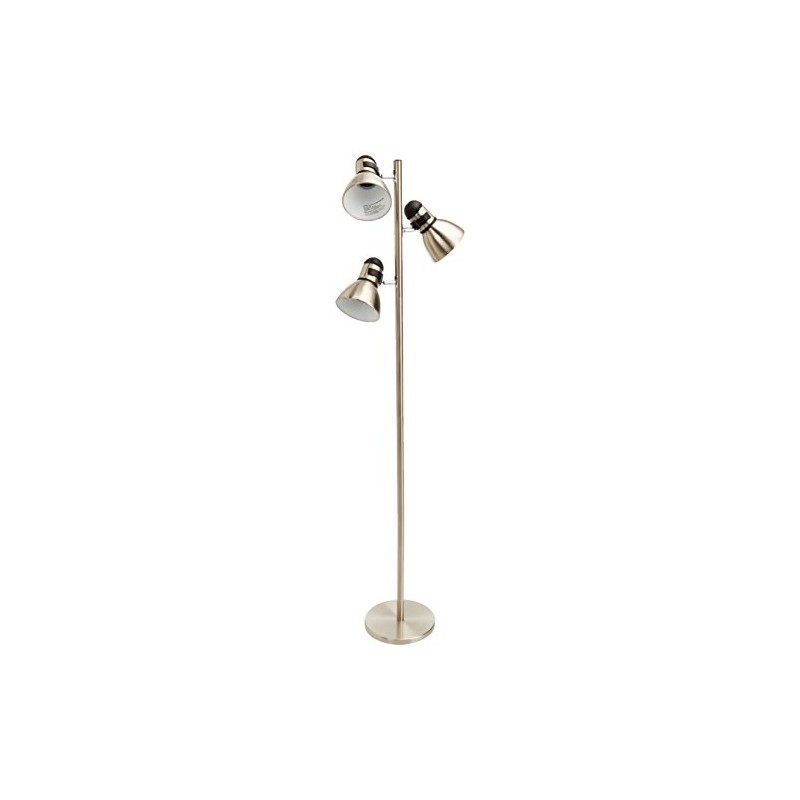 Boston Harbor TL-TREE-134 Three Lights Tree Lamp, 65", Satin Nickel