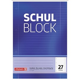 Brunnen 1052527 school block / notepad (A4, 50 sheets, lined, with margins, 27 lines, perforated, top glued, 70g/m²)
