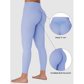 Sunzel Sunzfly Invisible Butt Scrunch Workout Leggings for Women, Butt Lifting High Waisted Gym Yoga Pants with Tummy Control 25" Light Blue Large