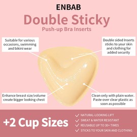 ENBAB Sticky Push Up Bra Inserts 2 Pairs-Double Sided Sticky Waterproof Bra Pads for Volume