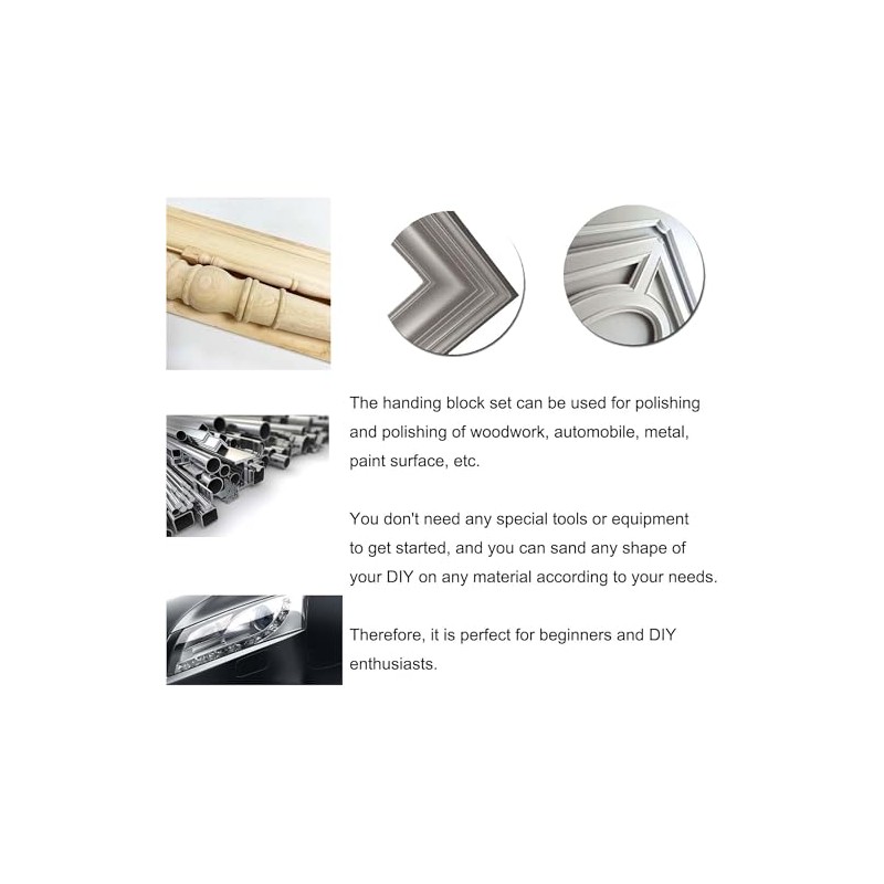 Hand Sanding Block Set of 16,Interchangeable Assorted Contoured Profile Sanding