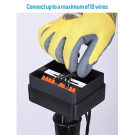 LEONLITE 10-Way Junction Hub for Low Voltage Landscape Light Outdoor, 12-15V AC/DC Path Lighting Junction Box, Fit 9-21 Gauge Wire Landscape Wire Connectors, IP65, Suitable for Garden Yard, Pack of 2