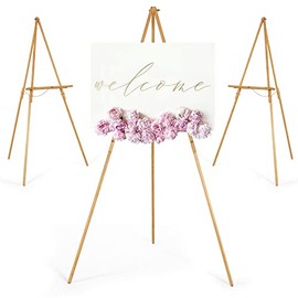 VISWIN 3 Pcs Upgraded 63" Wooden Easel Stand for Sign, Tripod Easel for Wedding Sign Stand, Welcome Board, Poster, Picture, Canvas Art Easel Floor with Tray for Display & Painting - Natural
