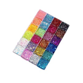 Glitter para cara, cuerpo y cabello. Purpurina para Halloween, Paleta de pintura facial y corporal de 24 colores. Pintura para Halloween make up artist para fiestas Cosplay (Glitter, pequeño)